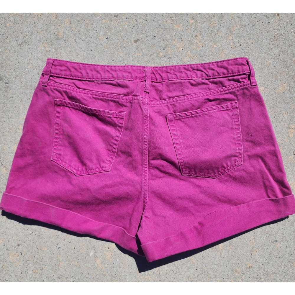 Wild Fable Shorts Womens 18 Magenta Pink Highest Rise Mom Denim Cuffed Cotton - Picture 5 of 8